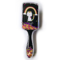 Cute Unicorn Paddle Hair Brush with Sponge and Glitter